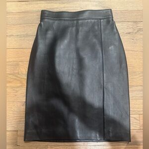Celine Black Leather Pencil Skirt
